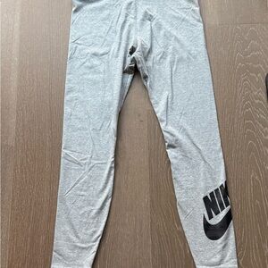 Nike Kids Light Gray Leggings with Black Logo